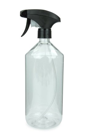 1000 ml PET-Flasche transparent, Ø 88,5 mm, Metallfreie Trigger-Sprühpistole schwarz, geriffelt
