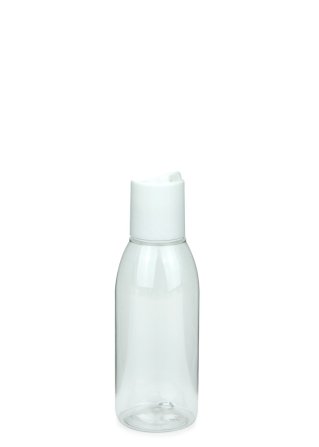 100 ml PET-Flasche transparent, Ø 41,9 mm, Disc-Top-Verschluss weiß