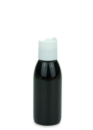 100 ml PET-Flasche schwarz, Ø 41,9 mm, Disc-Top-Verschluss weiß
