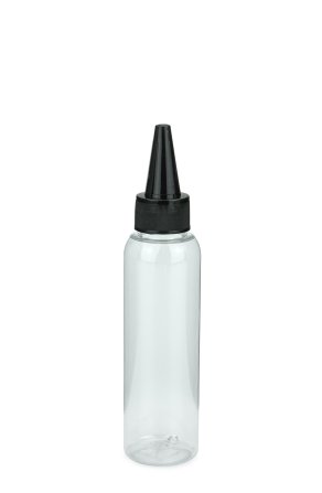 100 ml PET-Dosierflasche transparent, Ø 37,1 mm, Schraubkappe schwarz