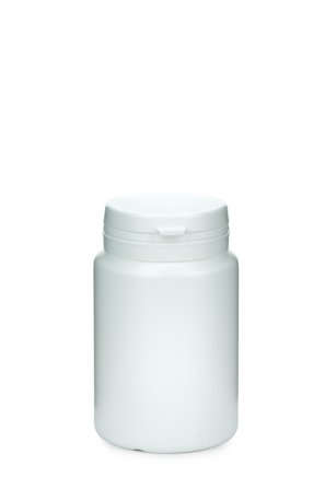 100 ml HDPE-Kapseldose weiß – Jaycap-Prellverschluss mit Erstöffnungsanzeige
