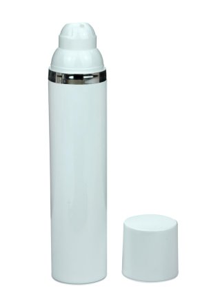 100 ml Airless Spender - Medio - weiß, Kopf weiß/silber - Self Closing