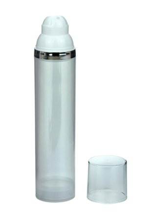 100 ml Airless Spender - Medio - klar, Kopf weiß/silber - Self Closing