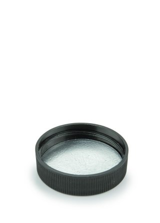 100 ml PET-Packer Schraubdose weiß (38/400) – mit Induktionssiegel, Deckel schwarz, matt geriffelt