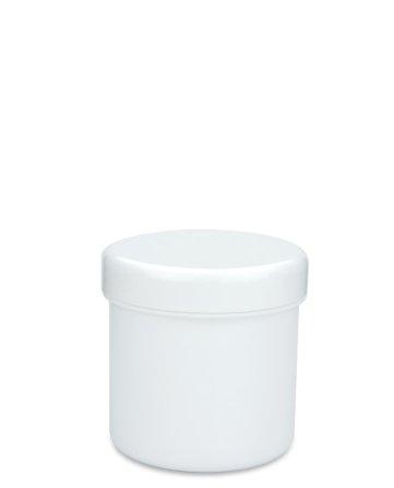 100 ml PP-Cremetiegel weiß, flach – Deckel weiß