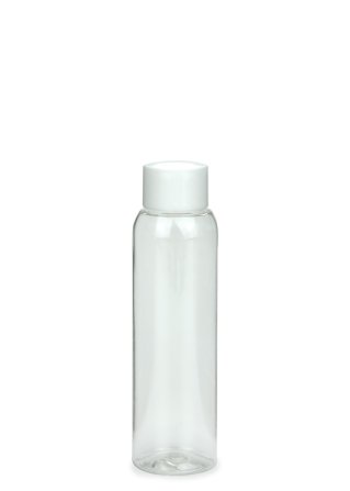 100 ml R-PET-Flasche transparent, Ø 37,1 mm, Schraubverschluss weiß