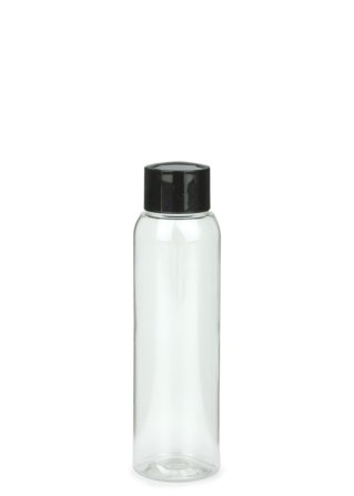 100 ml R-PET-Flasche transparent, Ø 37,1 mm, Schraubverschluss schwarz
