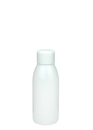 100 ml PET-Flasche weiß, Ø 41,9 mm, Schraubverschluss mit Spritzeinsatz weiß