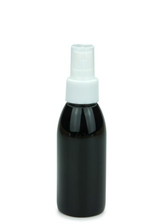 100 ml PET-Flasche schwarz, Ø 41,9 mm, Sprühzerstäuber weiß