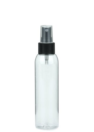 125 ml PET-Flasche transparent, Ø 39,5 mm, Sprühzerstäuber schwarz
