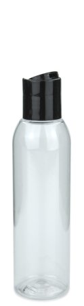 150 ml PET-Flasche transparent, Ø 42,2 mm, Disc-Top-Verschluss schwarz