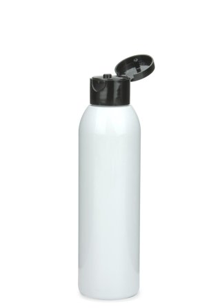 150 ml PET-Flasche weiß, Ø 42,2 mm, Klappverschluss schwarz