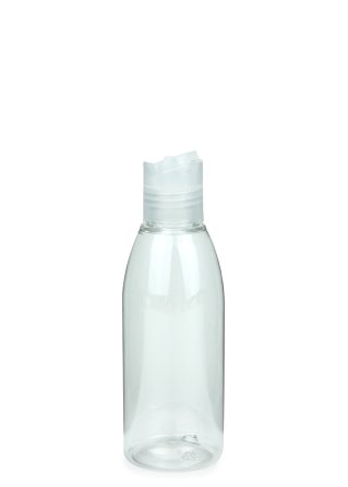 150 ml PET-Flasche transparent, Ø 46,2 mm, Disc-Top-Verschluss transparent
