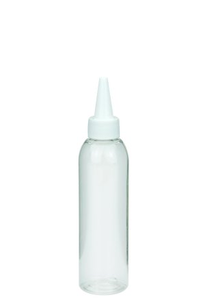 150 ml PET-Dosierflasche transparent, Ø 42,2 mm, Schraubkappe weiß