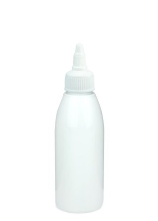 150 ml R-PET-Dosierflasche weiß, Ø 46,2 mm, On/Off-Verschluss weiß