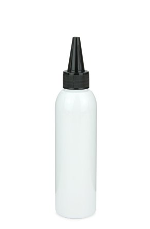 150 ml PET-Dosierflasche weiß, Ø 42,2 mm, Schraubkappe schwarz