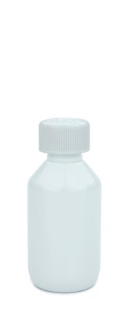 150 ml PET-Laborflasche KISI weiß, Ø 52,4 mm, Verschluss weiß