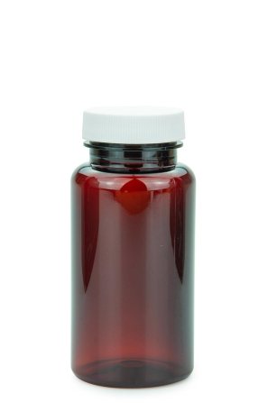 150 ml PET-Packer Schraubdose braun (38/400) – mit Induktionssiegel, Deckel weiß, matt geriffelt