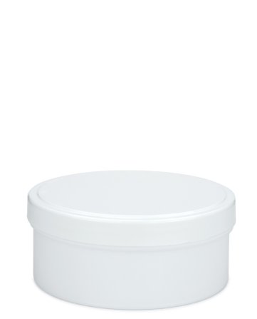 150 ml PP-Cremetiegel weiß, flach – Deckel weiß
