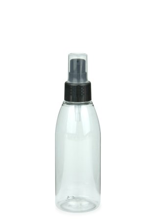 150 ml PET-Flasche transparent, Ø 46,2 mm, Lotionpumpe schwarz