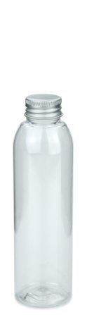 150 ml R-PET-Flasche transparent, Ø 42,2 mm, Alu-Schraubkappe