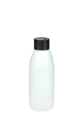 150 ml PET-Flasche weiß, Ø 46,2 mm, Schraubverschluss schwarz