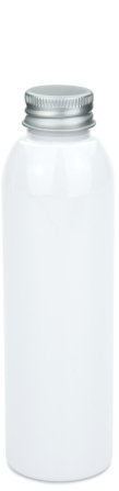 150 ml PET-Flasche weiß, Ø 42,2 mm, Alu-Schraubkappe weiß