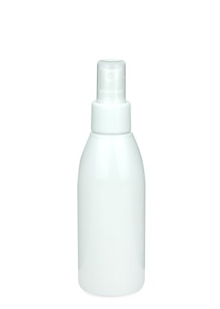 150 ml R-PET-Flasche weiß, Ø 46,2 mm, Sprühzerstäuber weiß