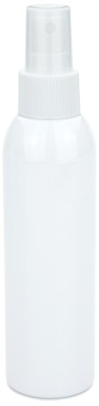 150 ml R-PET-Flasche weiß, Ø 42,2 mm, Sprühzerstäuber weiß, geriffelt
