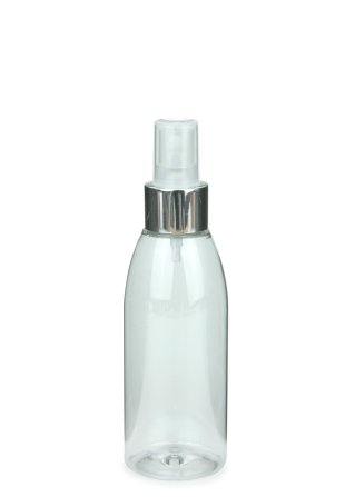 150 ml PET-Flasche transparent, Ø 46,2 mm, Sprühzerstäuber, Luxury-Ausführung natur, glatt