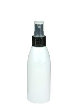 150 ml PET-Flasche weiß, Ø 46,2 mm, Sprühzerstäuber schwarz