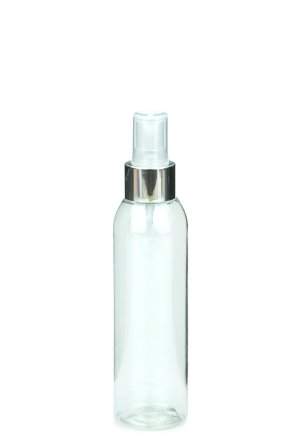 150 ml PET-Flasche transparent, Ø 42,2 mm, Sprühzerstäuber, Luxury-Ausführung natur