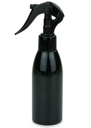 150 ml PET-Flasche schwarz, Ø 46,2 mm, Mini-Trigger-Sprühzerstäuber schwarz, glatt