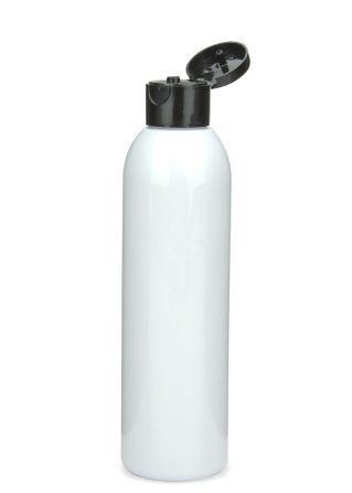 200 ml PET-Flasche weiß, Ø 45,8 mm, Klappverschluss schwarz