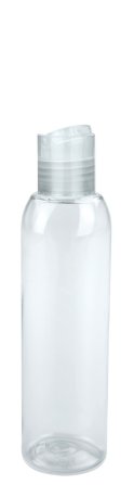 200 ml R-PET-Flasche transparent, Ø 45,8 mm, Disc-Top-Verschluss transparent