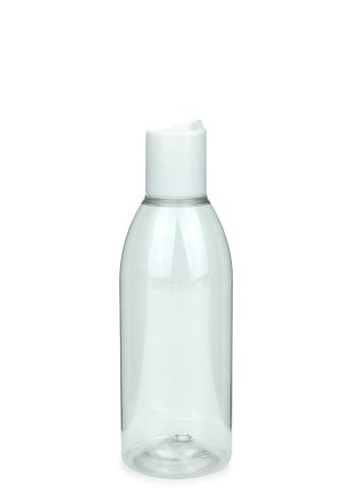 200 ml PET-Flasche transparent, Ø 50,4 mm, Disc-Top-Verschluss weiß