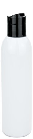 200 ml PET-Flasche weiß, Ø 45,8 mm, Disc-Top-Verschluss schwarz
