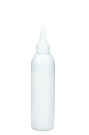 200 ml R-PET-Dosierflasche weiß, Ø 45,8 mm, Schraubkappe weiß