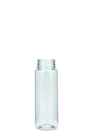 200 ml R-PET-Flasche transparent, Ø 48 mm, ohne Verschluss