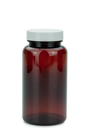 200 ml PET-Packer Schraubdose braun (45/400) – mit Schraubdeckel, Deckel weiß, glänzend