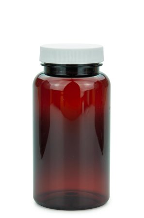 200 ml PET-Packer Schraubdose braun (45/400) – mit Induktionssiegel, Deckel weiß, matt geriffelt