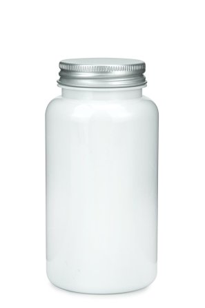 200 ml PET-Packer Schraubdose weiß (45/400) – mit Aluminium-Schraubdeckel, glänzend