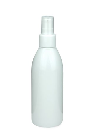200 ml R-PET-Flasche weiß, Ø 50,4 mm, Lotionpumpe weiß