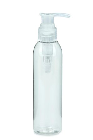 200 ml PET-Flasche transparent, Ø 45,8 mm, Seifenpumpe natur