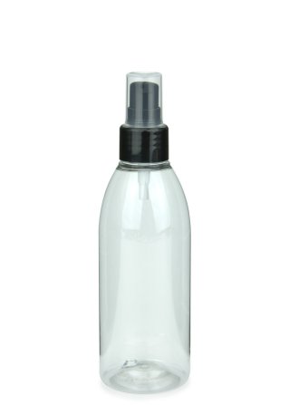 200 ml PET-Flasche transparent, Ø 50,4 mm, Lotionpumpe schwarz