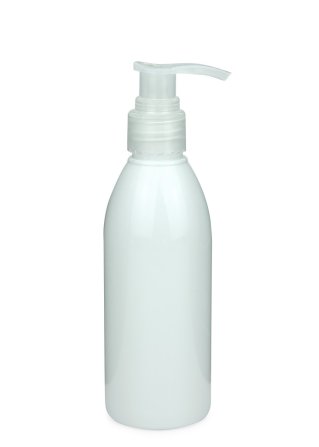 200 ml PET-Flasche weiß, Ø 50,4 mm, Seifenpumpe transparent