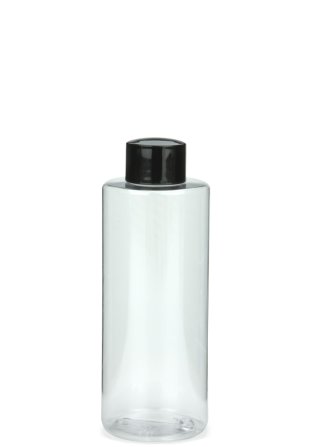 200 ml PETG-Flasche transparent, Ø 50,0 mm, Schraubverschluss schwarz