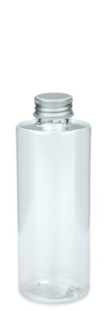 200 ml PETG-Flasche transparent, Ø 50,0 mm, Alu-Schraubkappe
