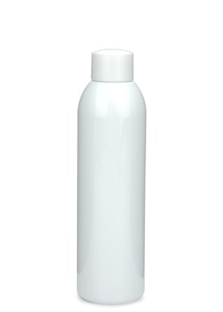 200 ml R-PET-Flasche weiß, Ø 45,8 mm, Schraubverschluss mit Spritzeinsatz weiß