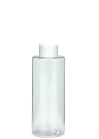 200 ml PETG-Flasche transparent, Ø 50,0 mm, Schraubverschluss weiß
